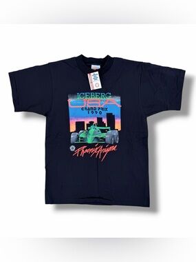 Vintage Deadstock 1990 Iceberg Grand Prix Phoenix T-Shirt Black Size Medium USA